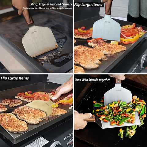 Vovoly sturdy blade cleans large cast-iron pans with precision