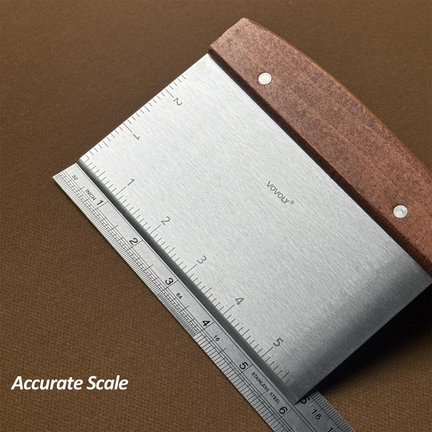 Vovoly scraper doubles as dough cutter for bread and pizza dough