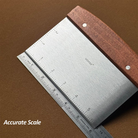 Vovoly scraper doubles as dough cutter for bread and pizza dough