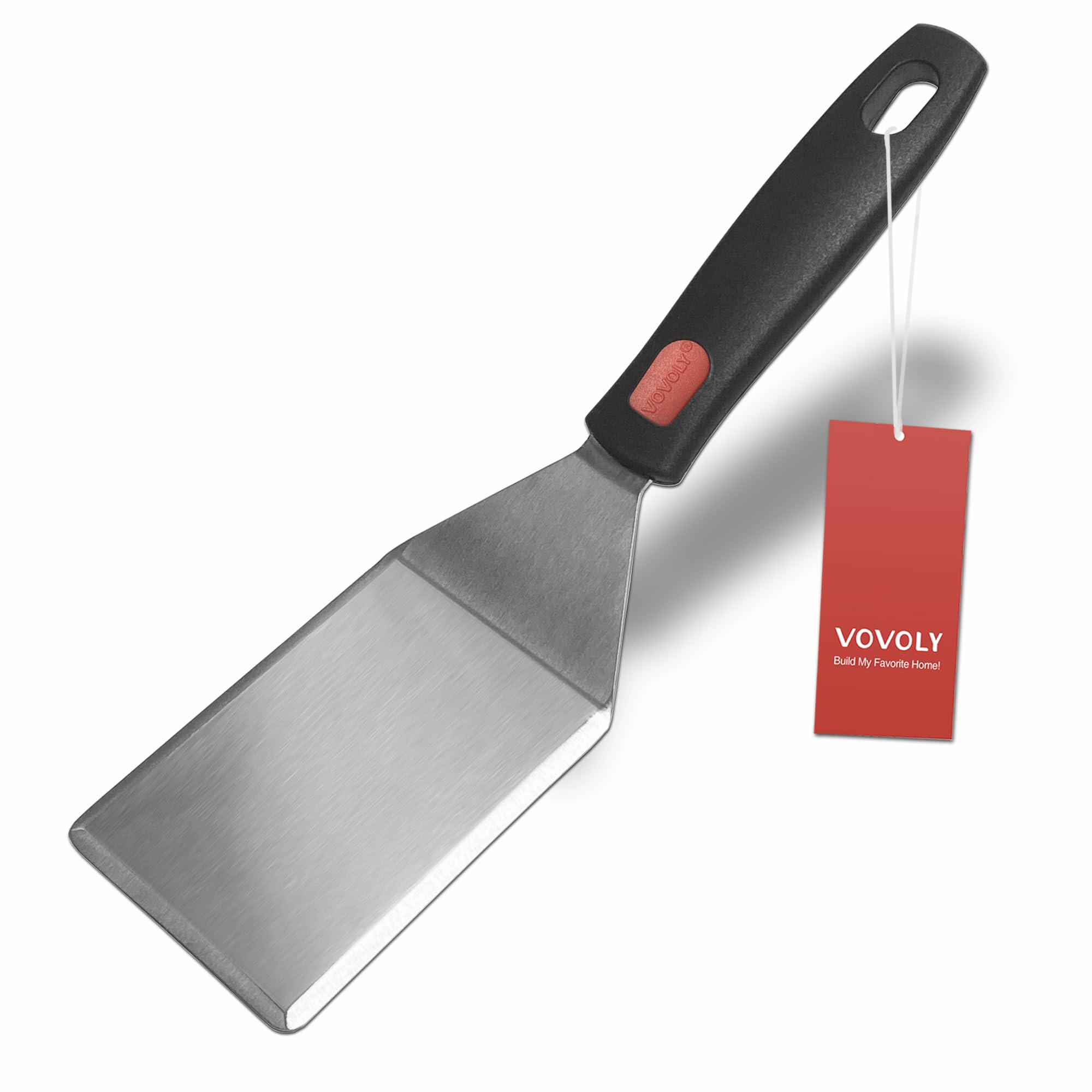 Vovoly small spatula for cast iron skillets with heat-resistant design for flipping.