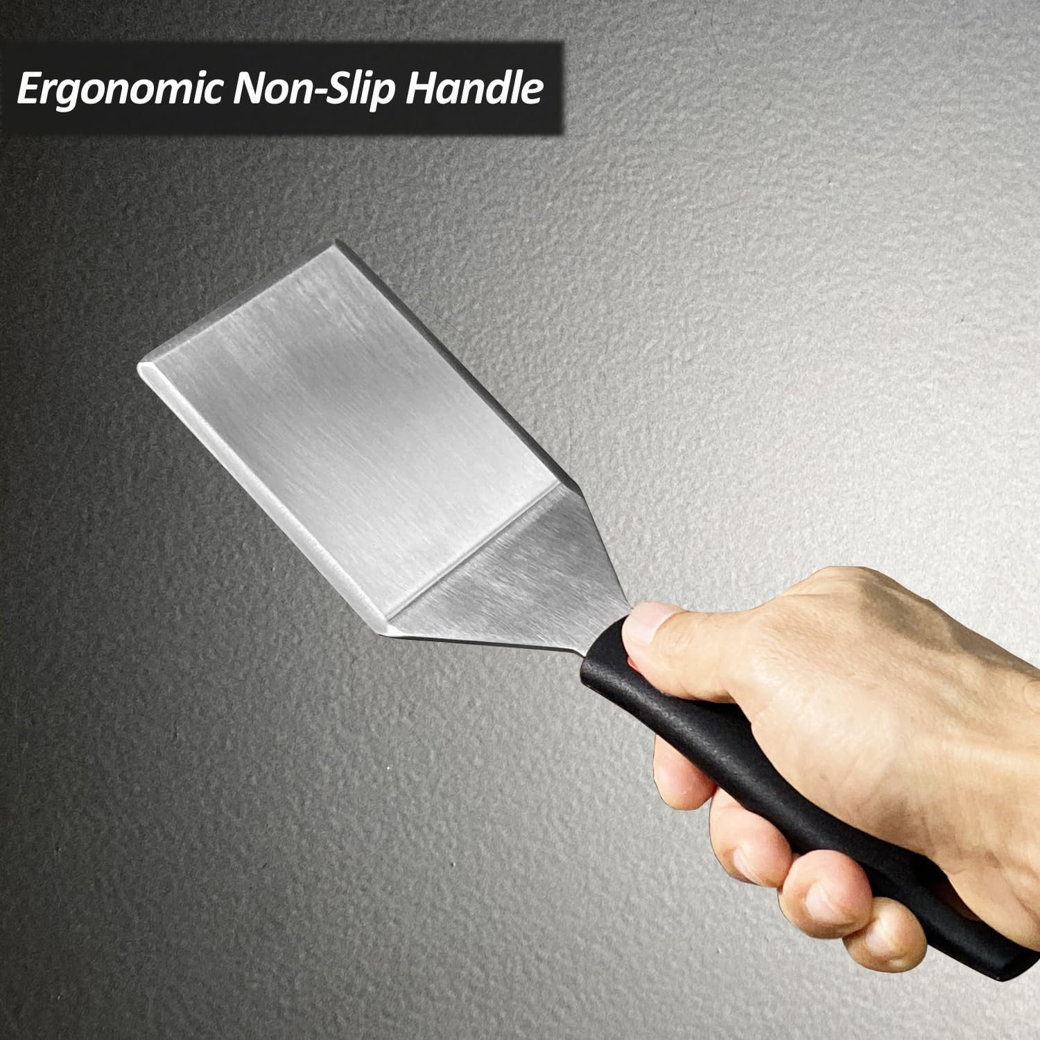 Vovoly stainless-steel spatula emphasizes durability for bold searing and serving.