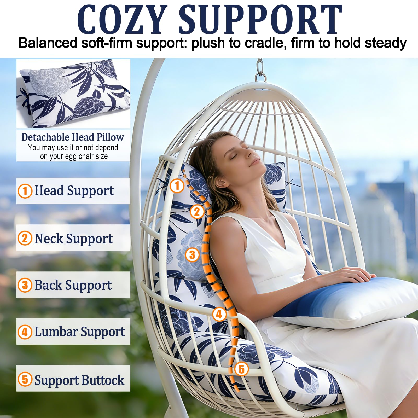 Vovoyager egg chair cushion showing vibrant color options