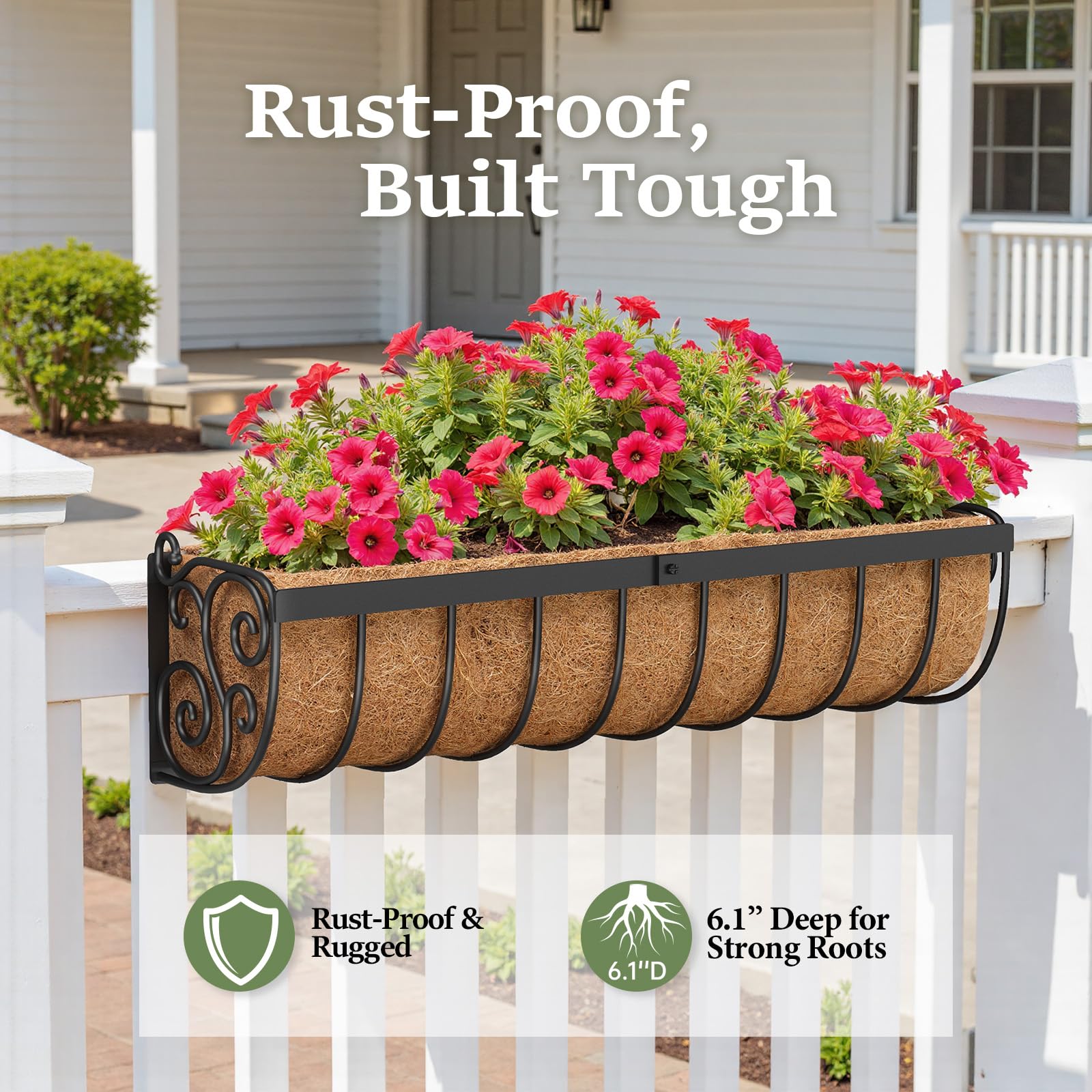 VOXOR deep deck railing planter provides 6.1 inches of soil for healthier roots
