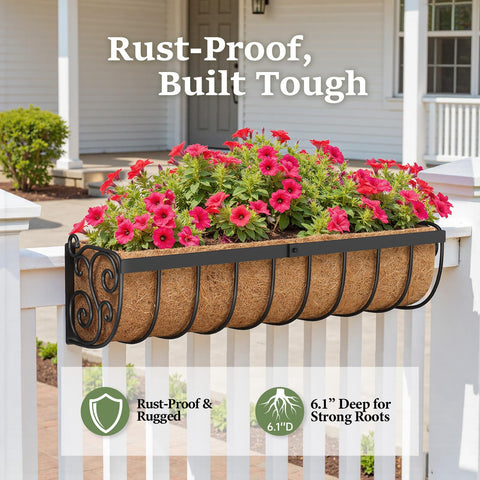 VOXOR deep deck railing planter provides 6.1 inches of soil for healthier roots