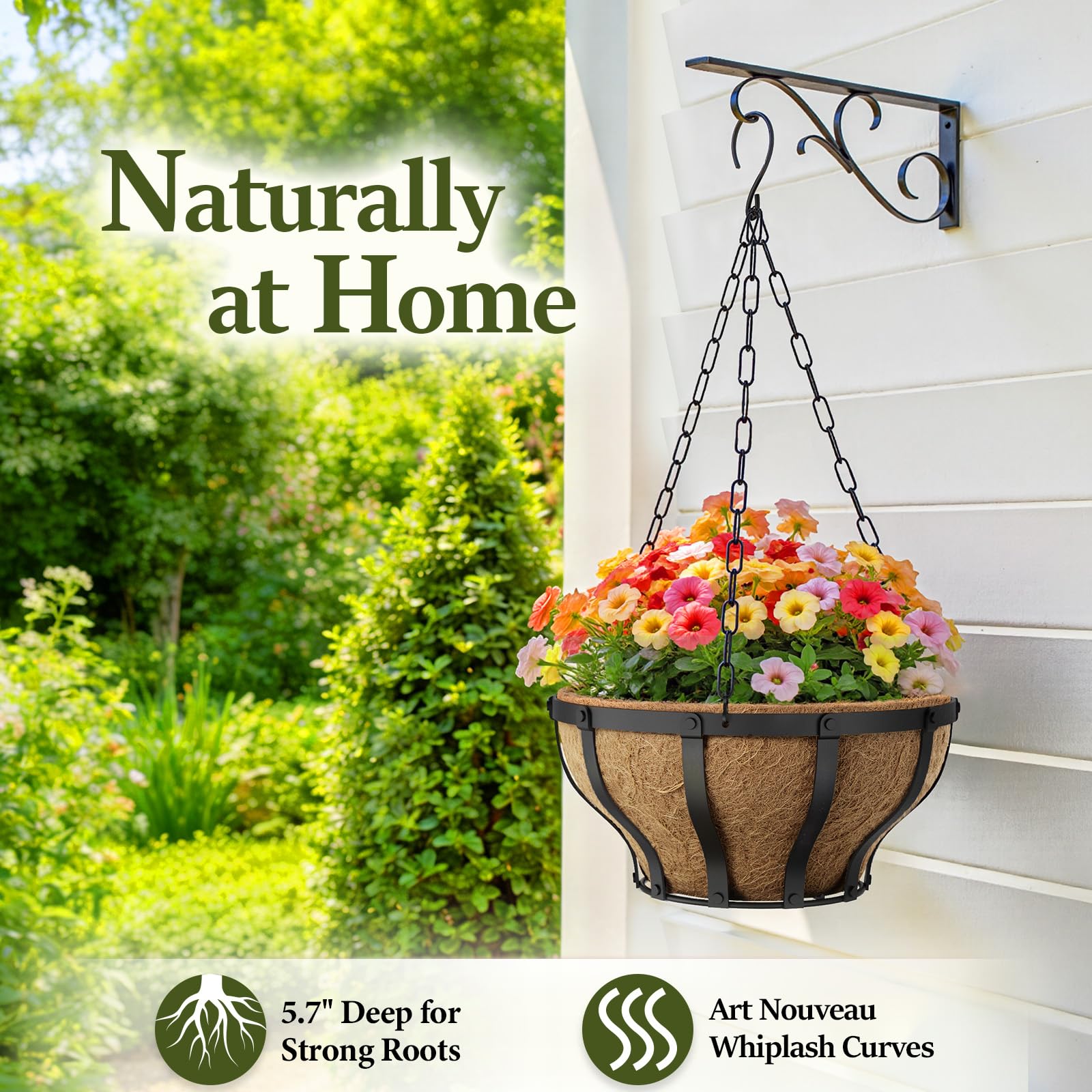 VOXOR hanging basket on porch decor elevates exterior spaces with natural charm.