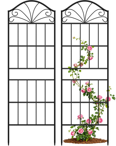 VOXOR metal trellis outdoors with 60-inch height supports climbing roses and vines.
