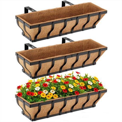 VOXOR railing planter box assembly with sturdy brackets for railing installation