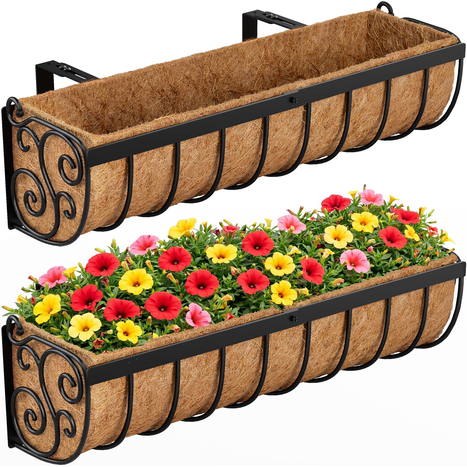 VOXOR railing planter with half-round design fits under windows for clean outdoor styling