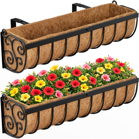 VOXOR railing planter with half-round design fits under windows for clean outdoor styling
