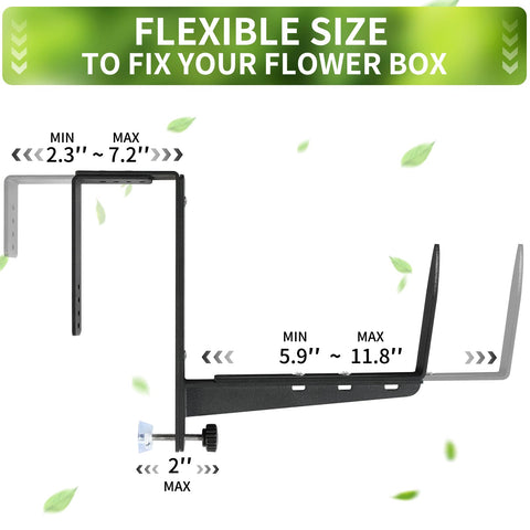 VOXOR window box brackets show adjustable top and bottom for precise planter alignment.