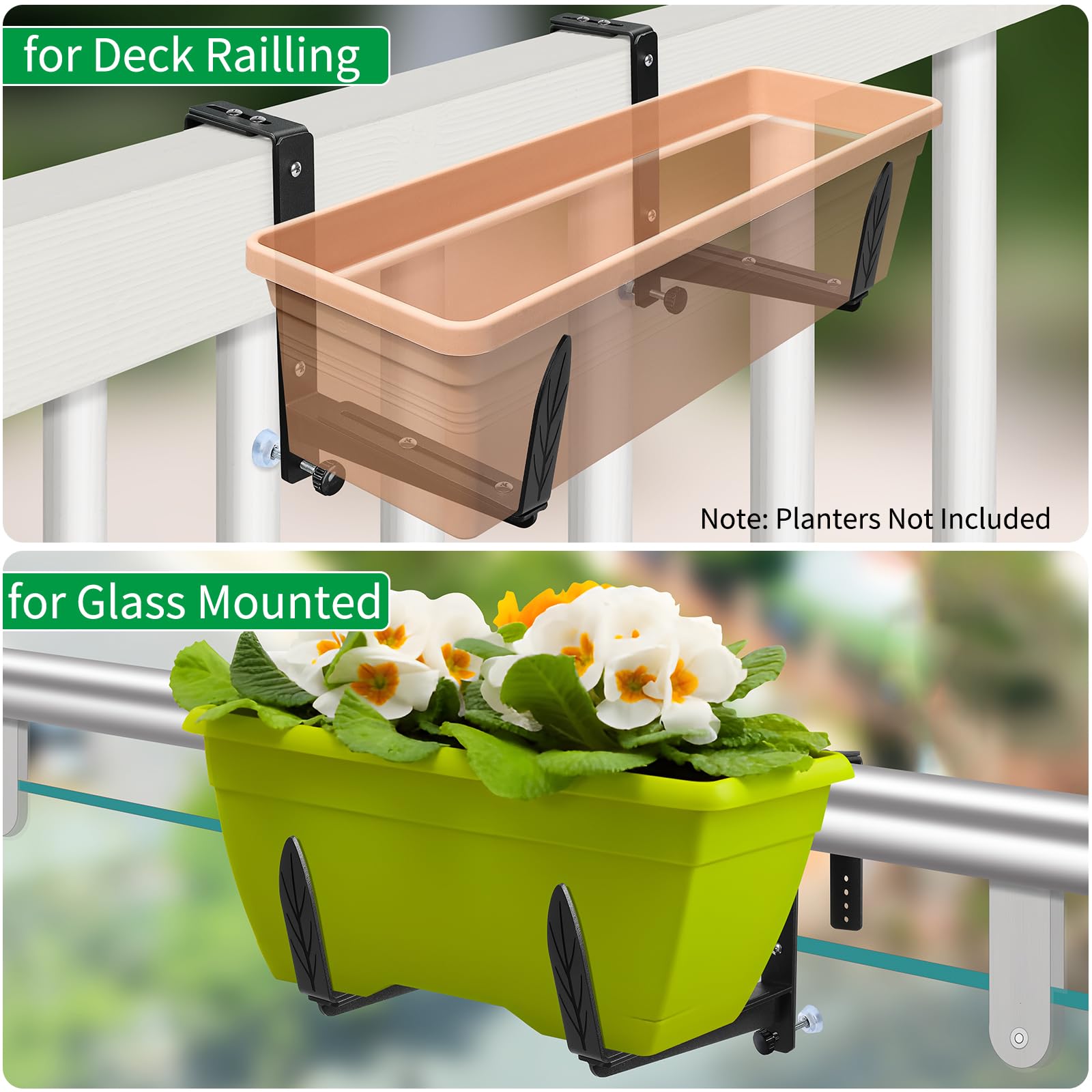 VOXOR leaf-decor front adds natural charm to balcony planter displays.