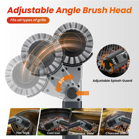 VOXPOA adjustable-angle brush for deep reach into grates
