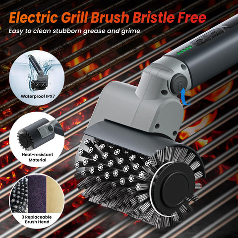 VOXPOA grill brush head stainless steel mesh for stubborn grime removal