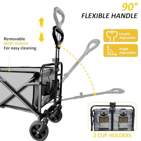 VOYSIGN heavy-duty wagon wheels roll smoothly on sand and grass.