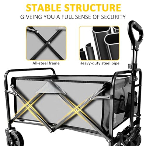 VOYSIGN wagon steel frame supports up to 220 pounds.