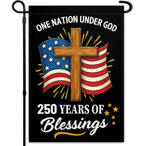 VOZUN 250th Blessing America garden flag 12x18 hanging outdoors for patriotic display