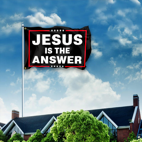 VOZUN Double-Sided Jesus Flag with God We Trust for view from both sides.