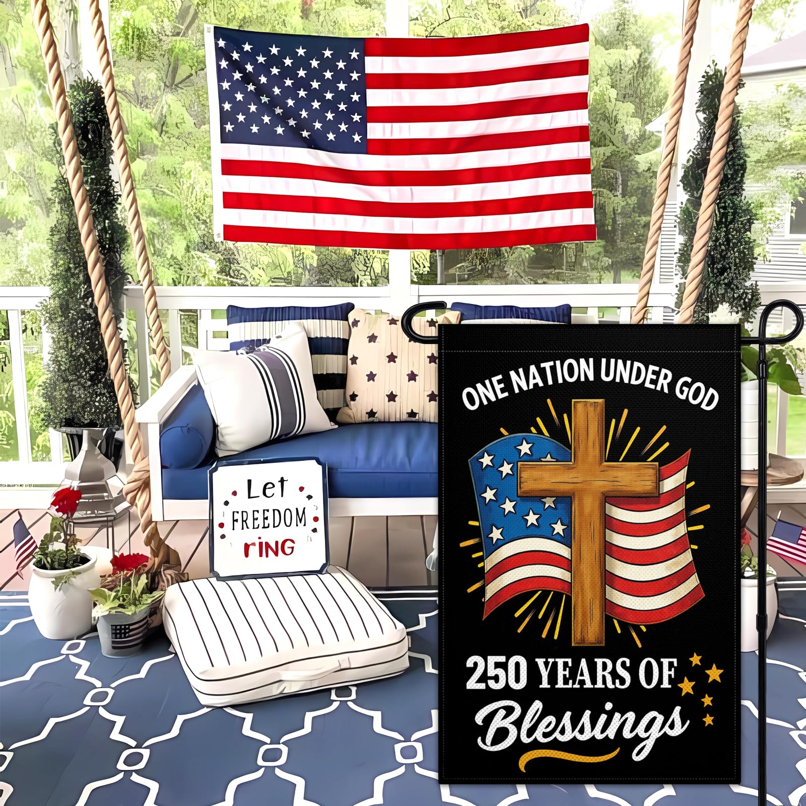 VOZUN garden courtyard flag hanging decor for porch or balcony