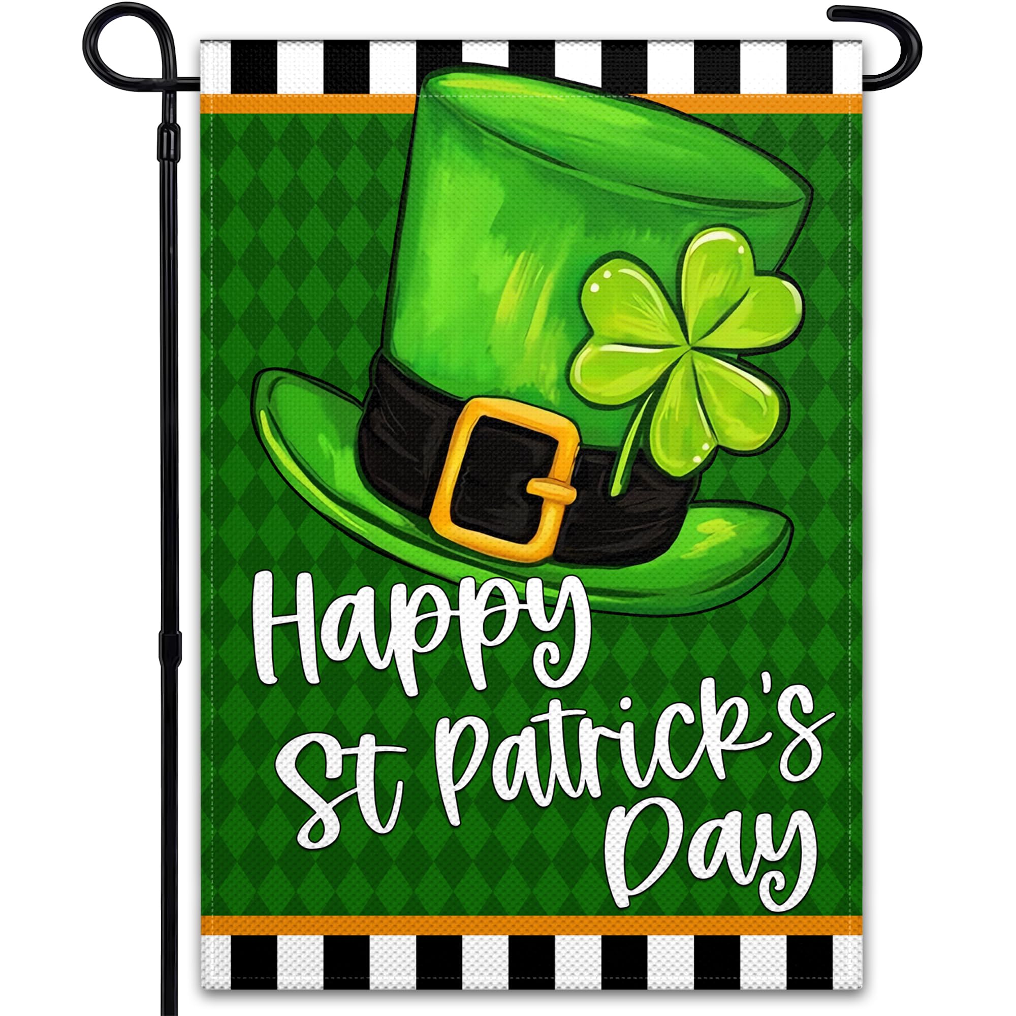 VOZUN Happy St Patrick's Day flag front view with vibrant shamrock design for outdoor display.