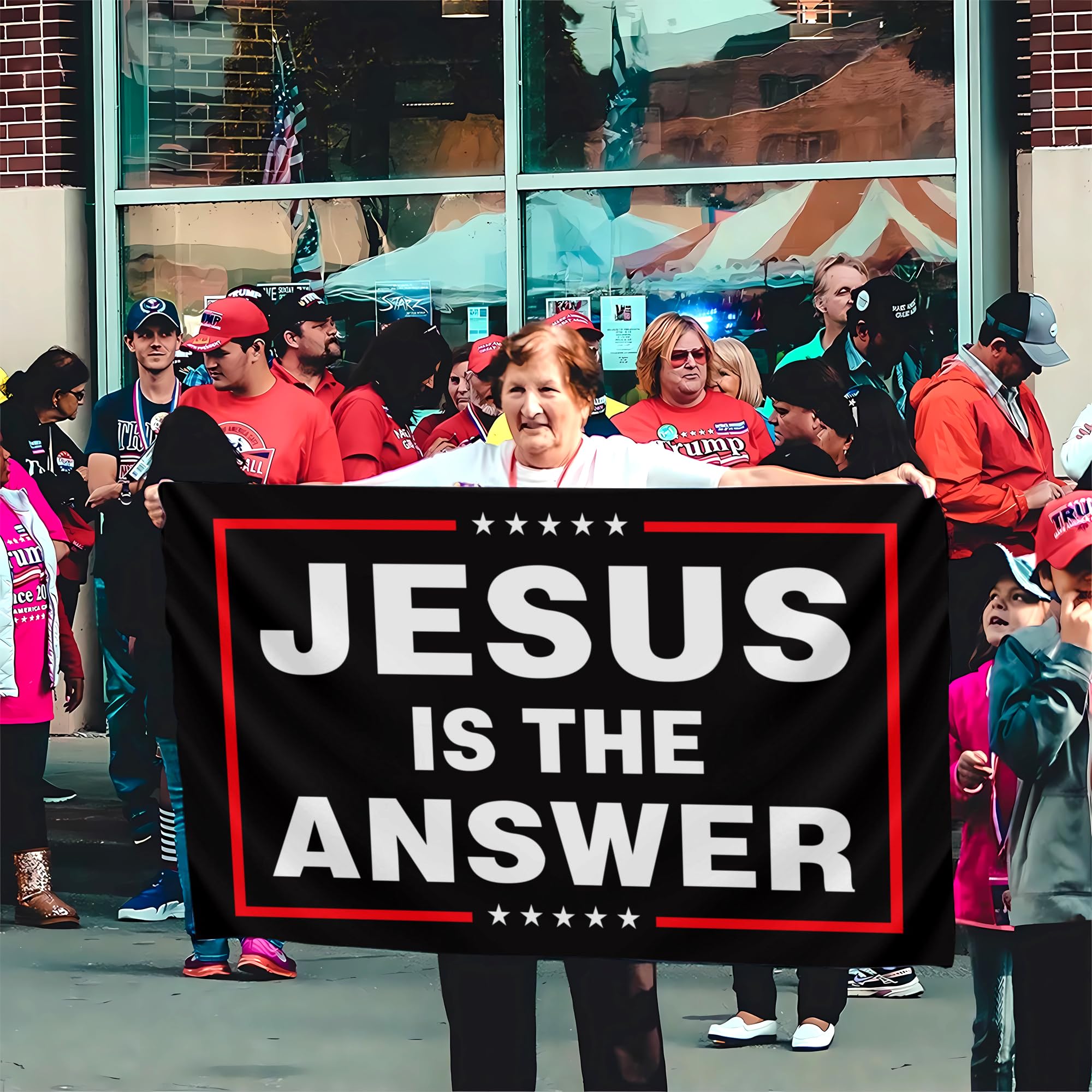 VOZUN Jesus Is The Answer Flag for dorm windows and front porches.