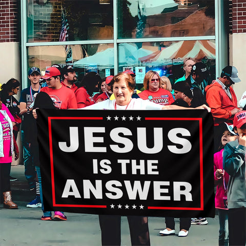 VOZUN Jesus Is The Answer Flag for dorm windows and front porches.