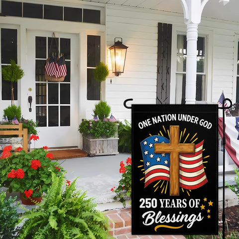 VOZUN One Nation Under God double-sided flag visible from both sides
