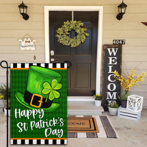 VOZUN shamrock top hat flag close-up highlighting durable double-sided print.