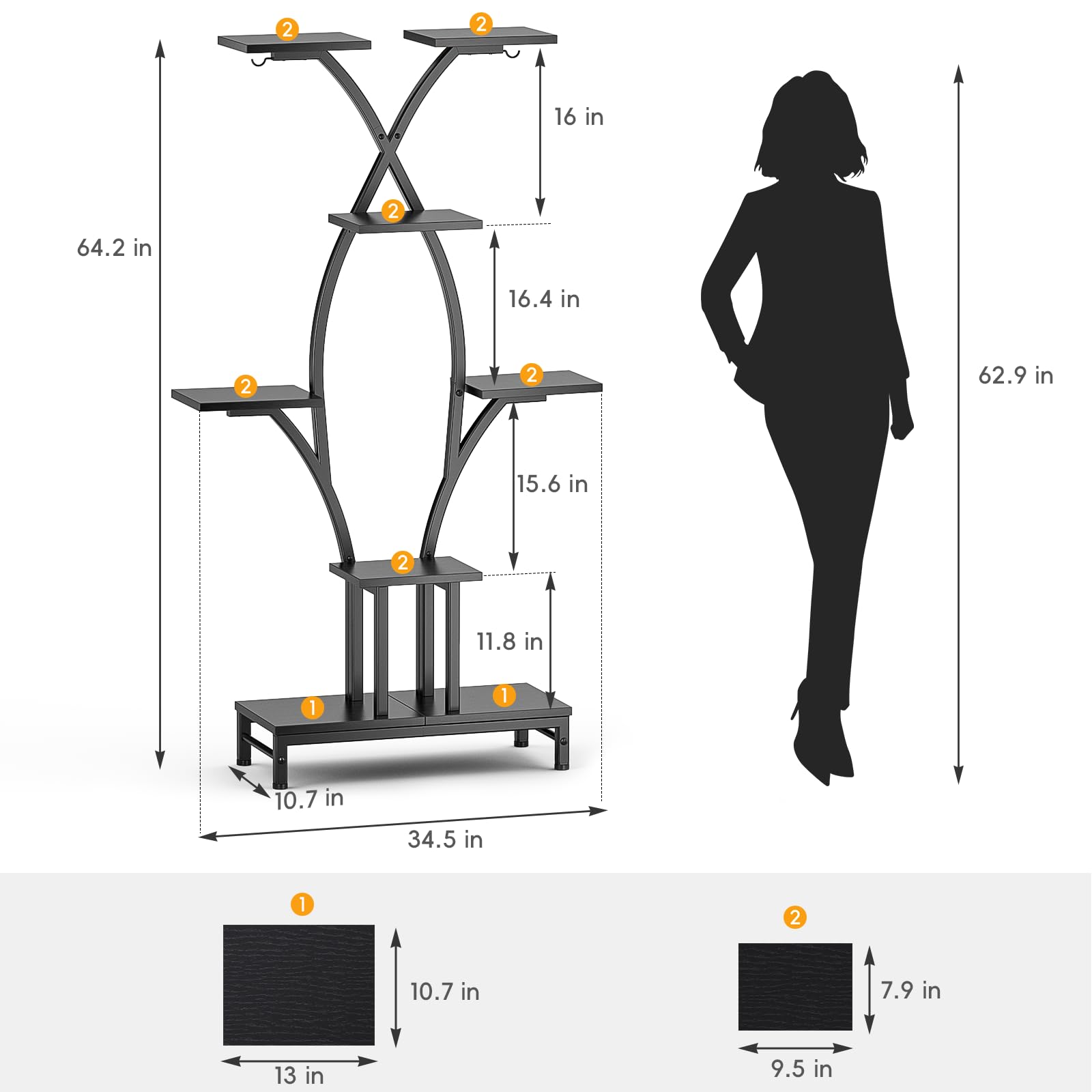 VOZZYOTO 7-tier corner shelf maximizes space for many indoor plants.