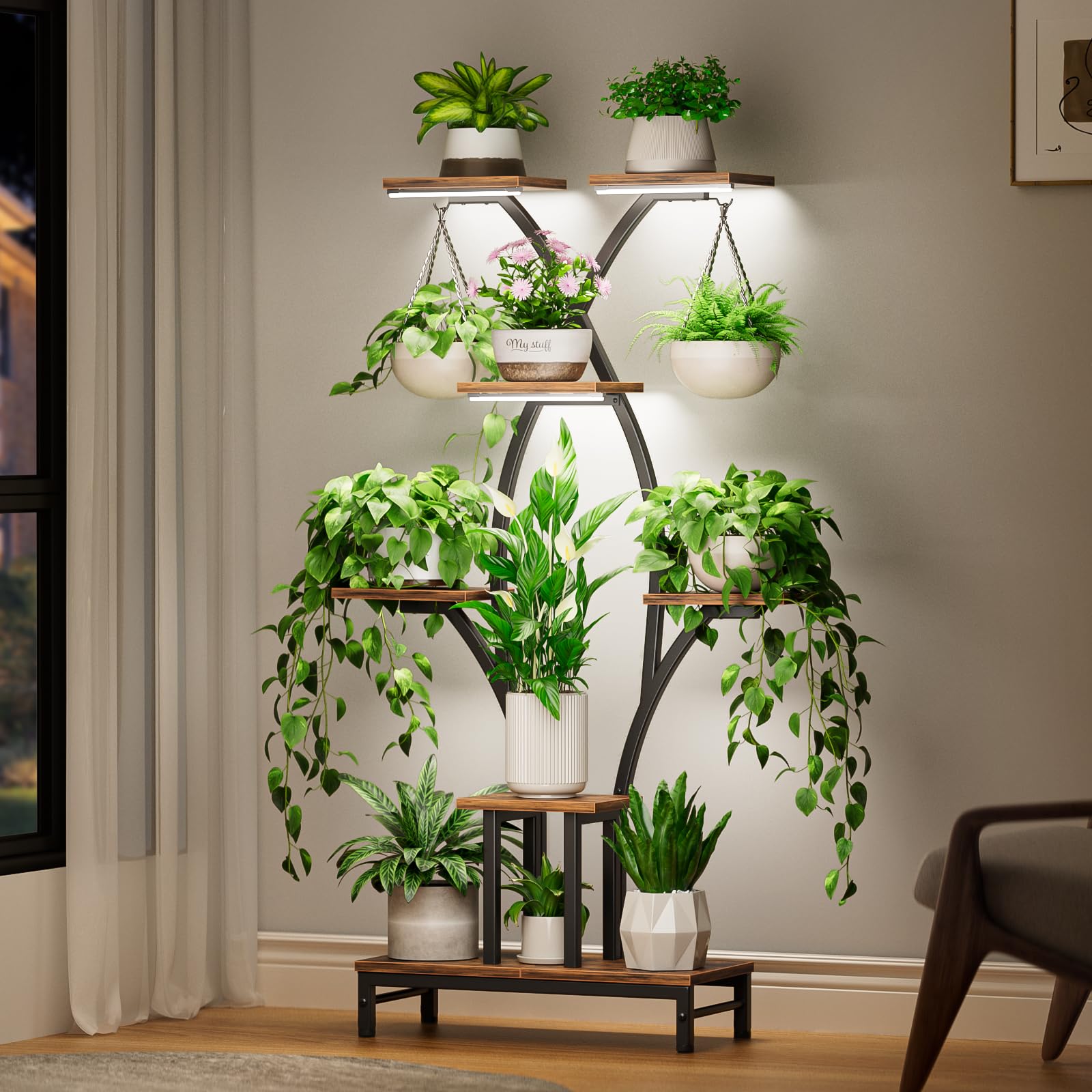 VOZZYOTO 63-inch corner stand maximizes small spaces for many plants.