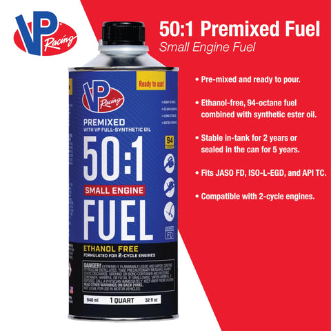 VP Racing 2-Cycle fuel long-term storage graphic highlights stability