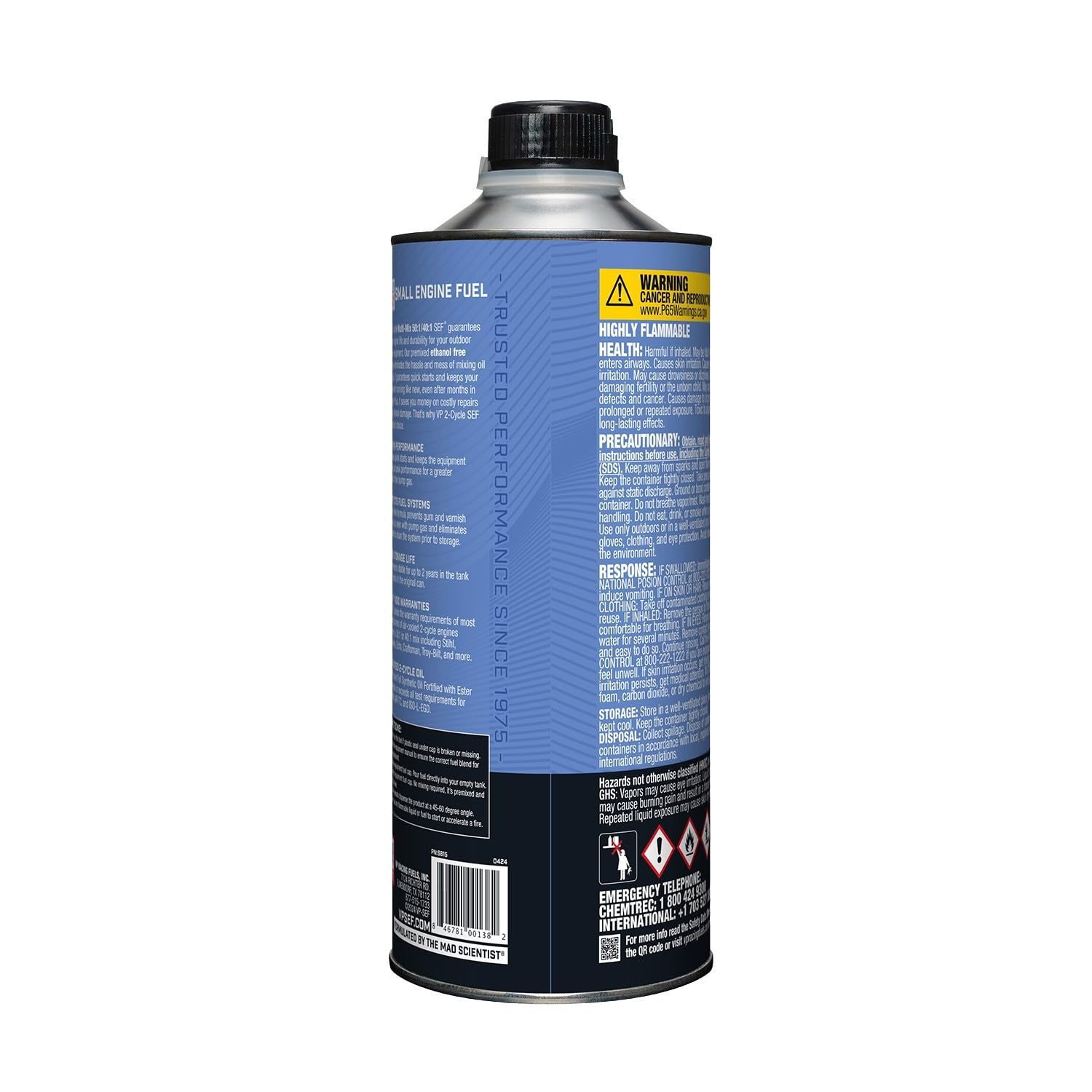 VP Racing Ethanol-free 2-cycle fuel supports clean operation in small engines