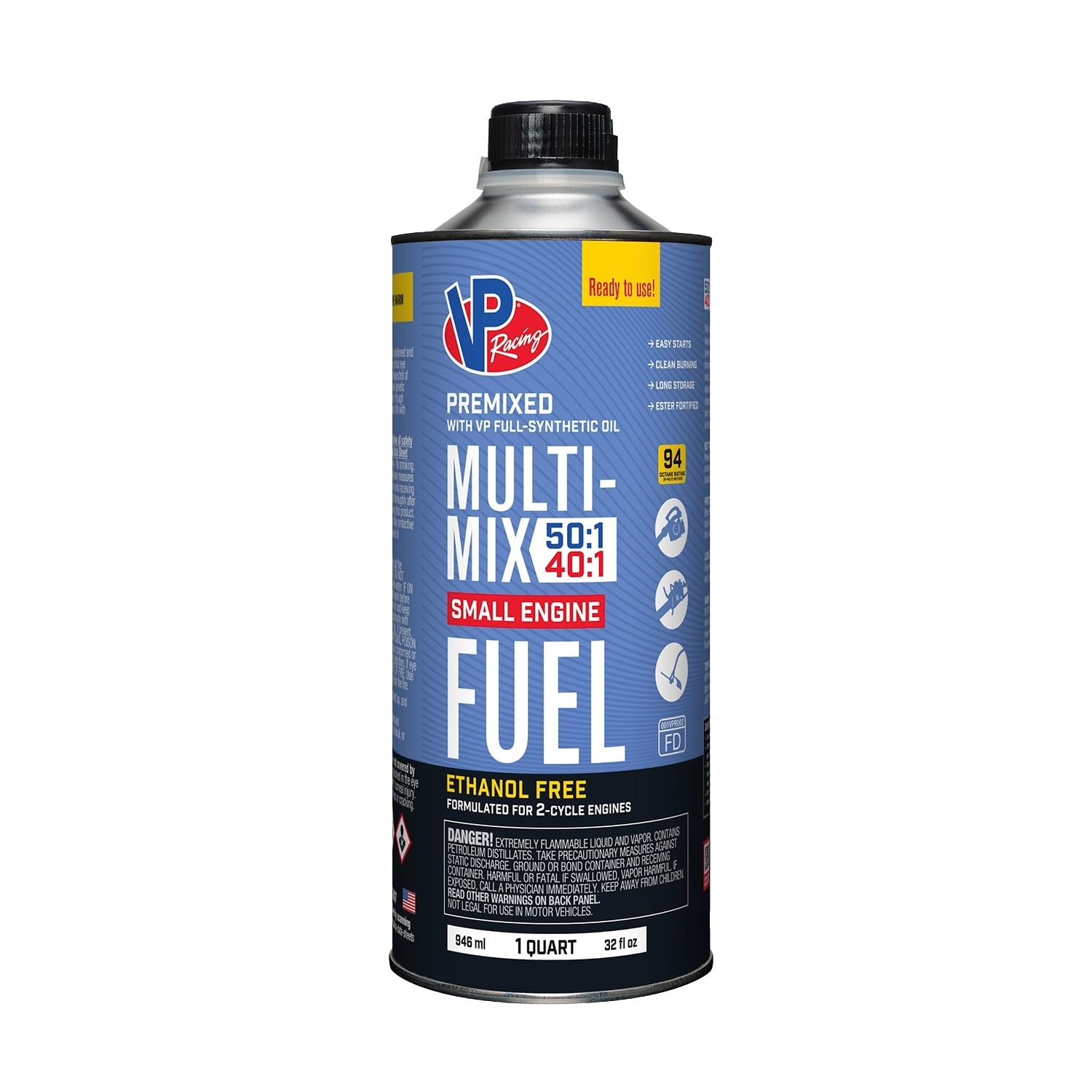 VP Racing Multi-Mix 50:1 premixed fuel container for efficient two-cycle performance