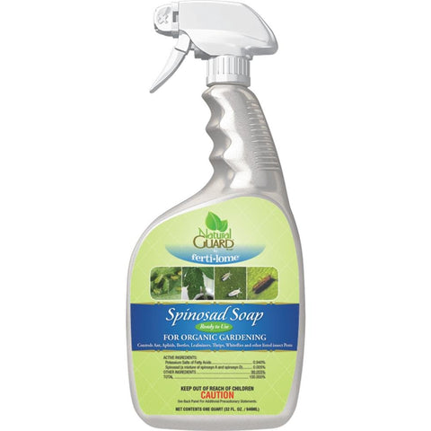 VPG Natural Guard Spinosad Soap bottle for outdoor garden pest protection and plant care.