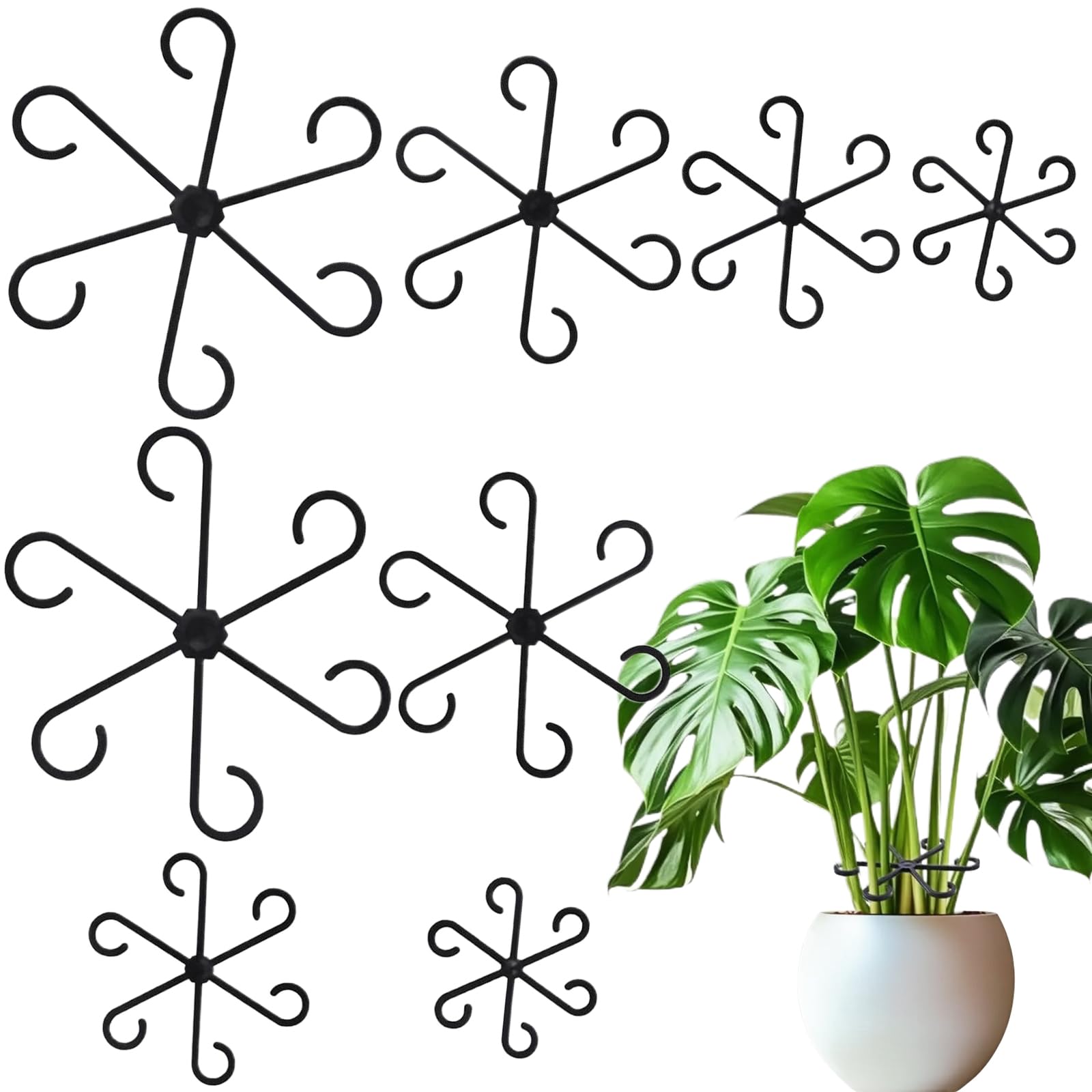 VPWHY 8-piece plant stem support set stabilizes stems for upright growth.