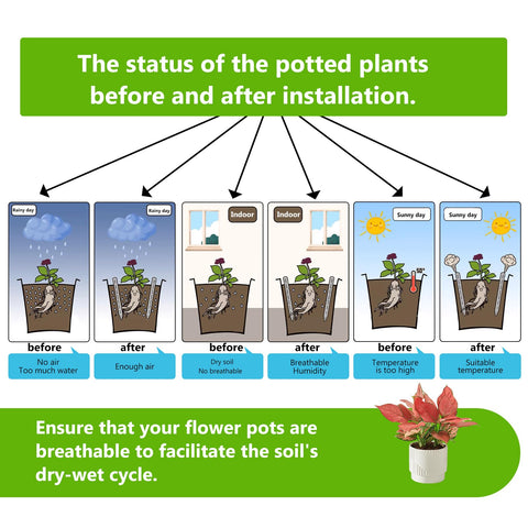 VR8 YuanNuo aeration tube in pot demonstrates discreet root health support