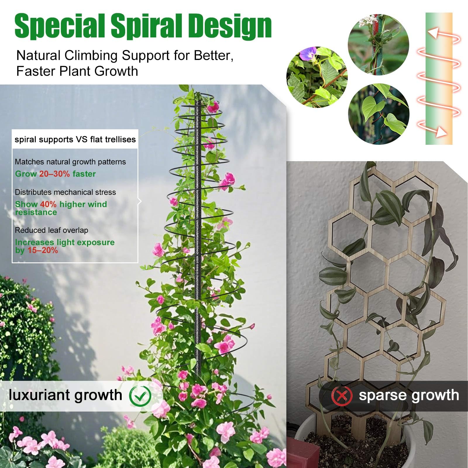 VRIEZOP spiral design supports vertical growth and air circulation