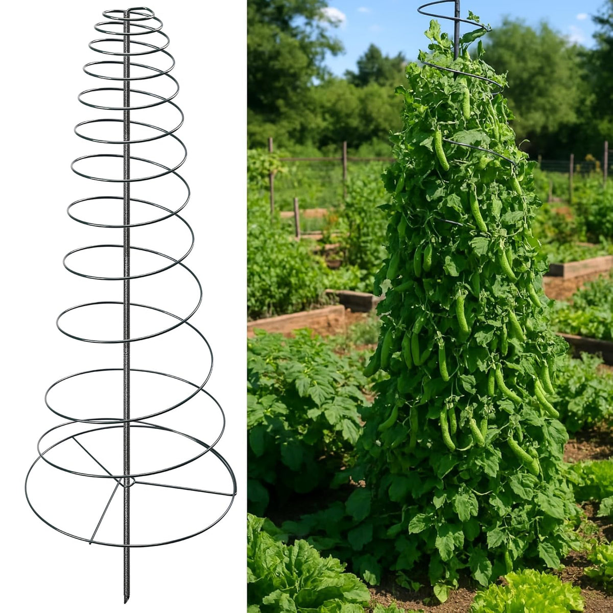 VRIEZOP spiral frame trellis overview for climbing plants
