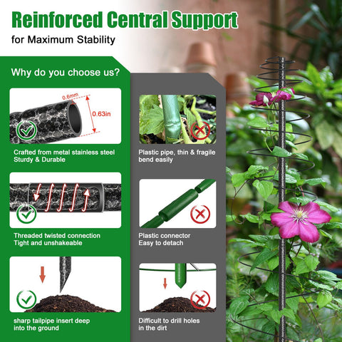 VRIEZOP center pole reinforced spiral trellis stands firm against wind