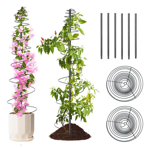 VRIEZOP spiral trellis in heavy-duty stainless steel supports climbing vines outdoors