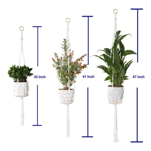 Vriysei macrame plant hanger 41-inch in use supporting a ceramic pot for an airy corner display