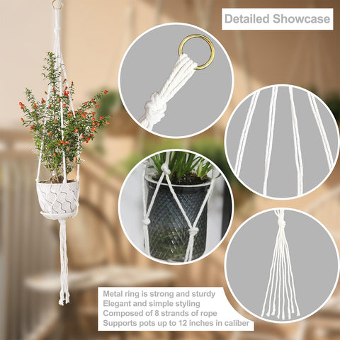 Vriysei macrame plant hanger 47-inch suspends a large plant, freeing floor space