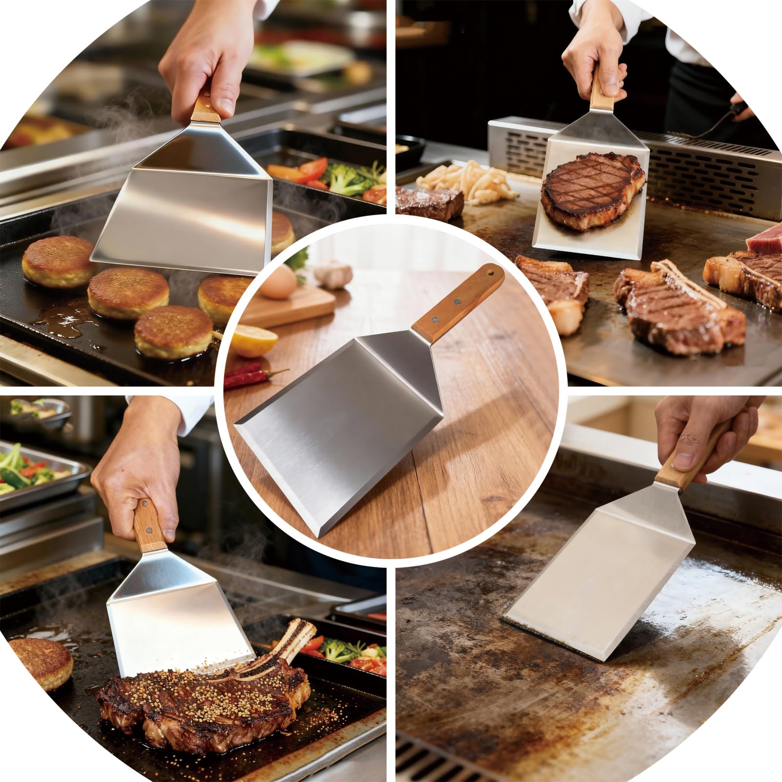 Vriysei Smash Burger Spatula heavy-duty tool for griddles and grills