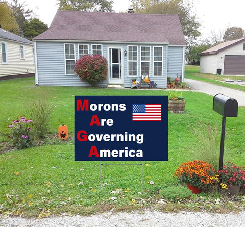 Vrogadso front-yard display ready sign for curbside conversations.