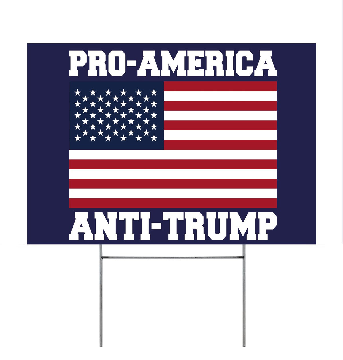 Vrogadso pro-america sign front view with bold text for curb visibility