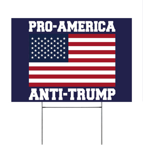 Vrogadso pro-america sign front view with bold text for curb visibility
