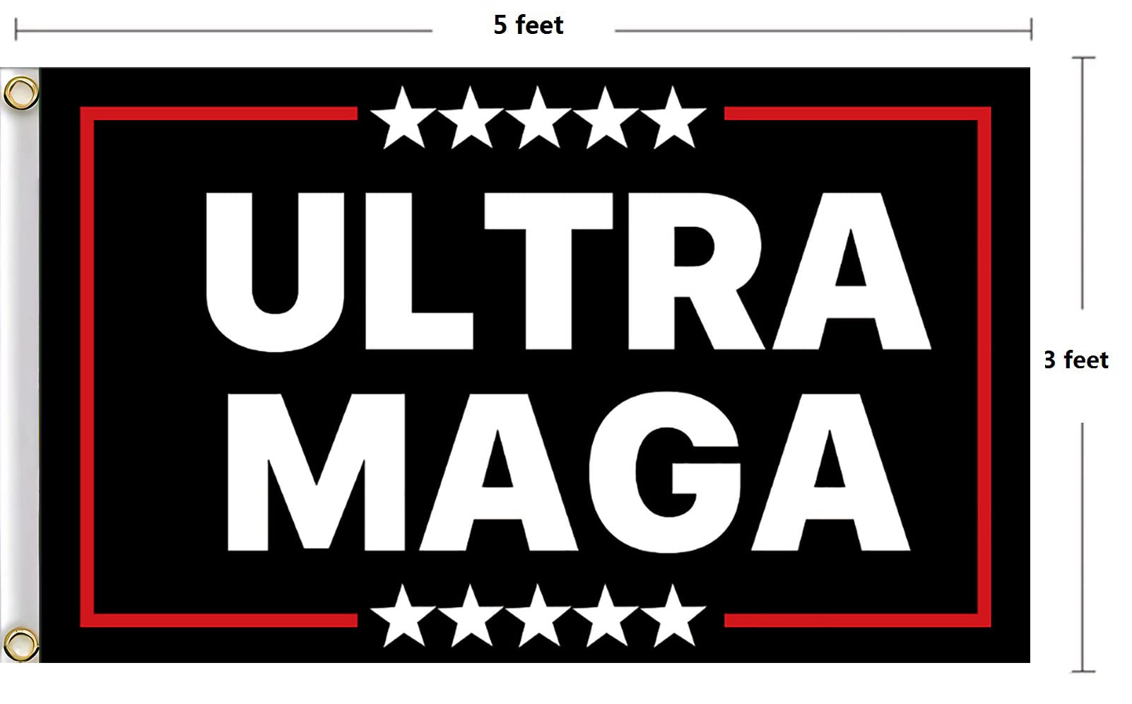 Vrogadso Ultra MAGA Flag on black background enhances legibility from any angle.