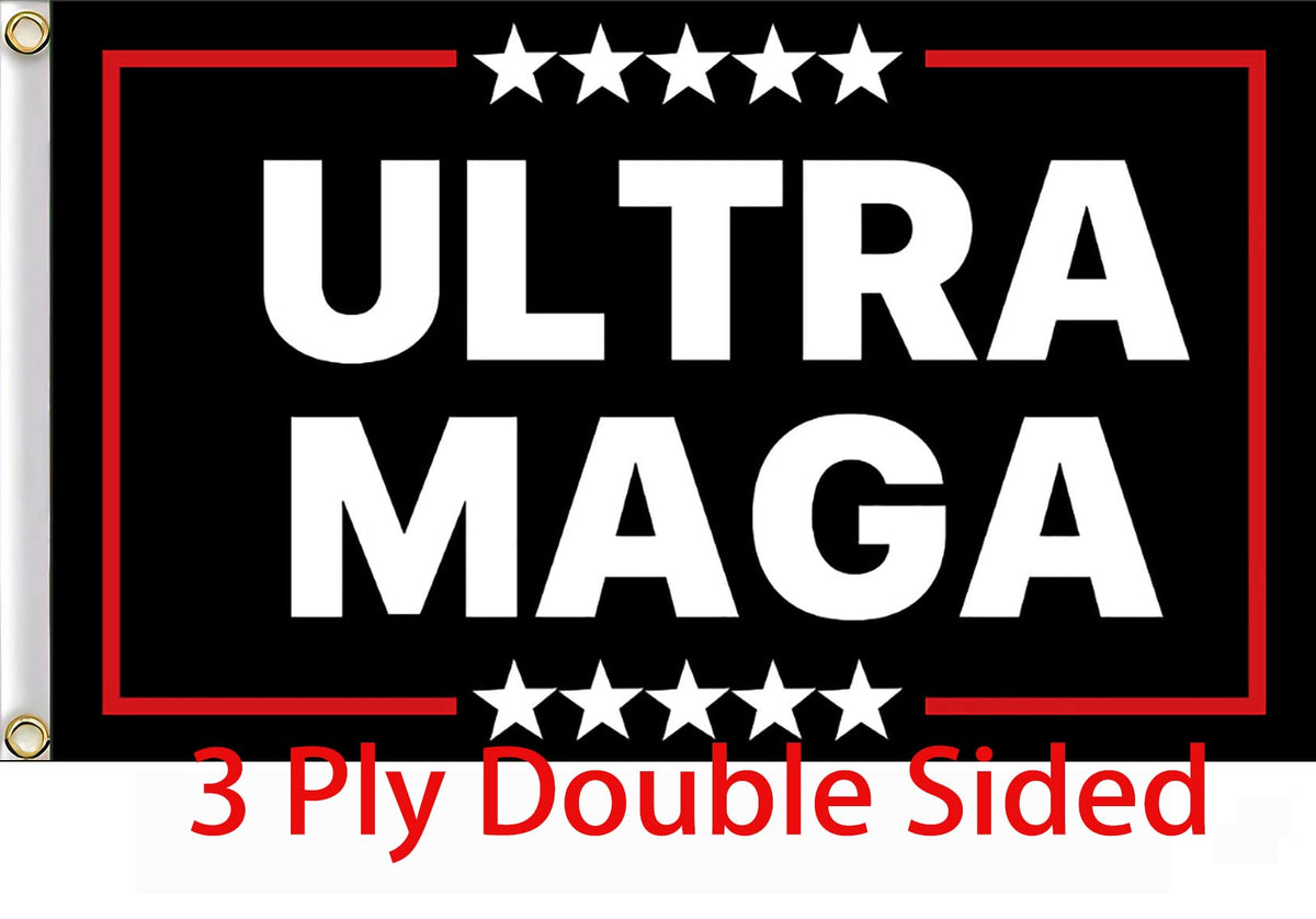 Vrogadso Ultra MAGA Flag double-sided for maximum visibility.