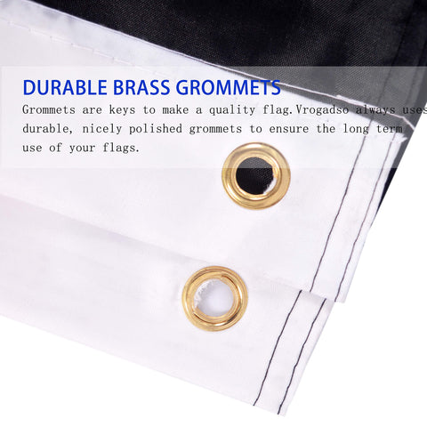 Vrogadso Ultra MAGA Flag with two left-side grommets for easy hanging.