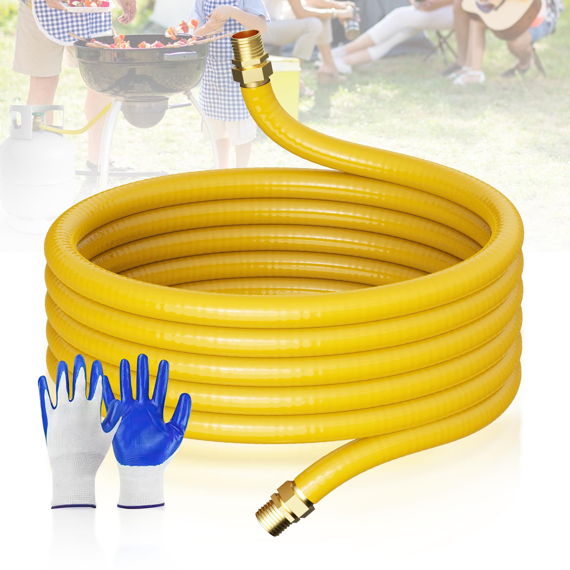 Vruelia CSST gas line 37ft outdoor installation ready for flexible routing and BBQ setups