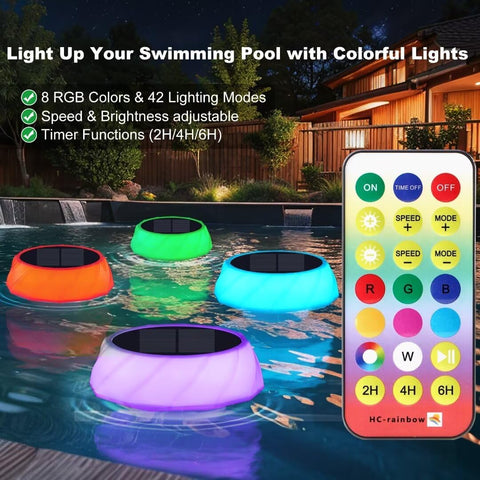 VsMon-Fri LED remote control enables color modes for nighttime pool parties.